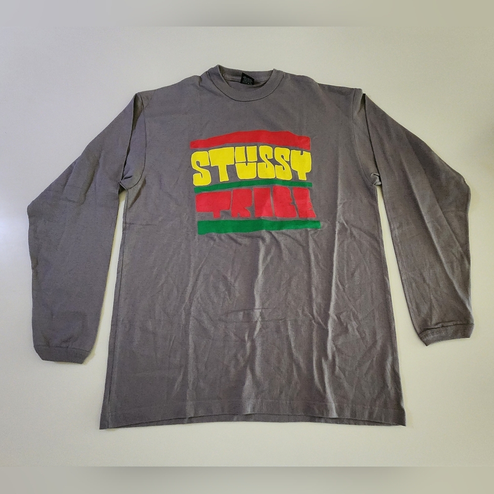 STUSSY|Stussy Tribe T-Shirt|Size LG|100% Authentic|White/Multicolor|Long Sleeve